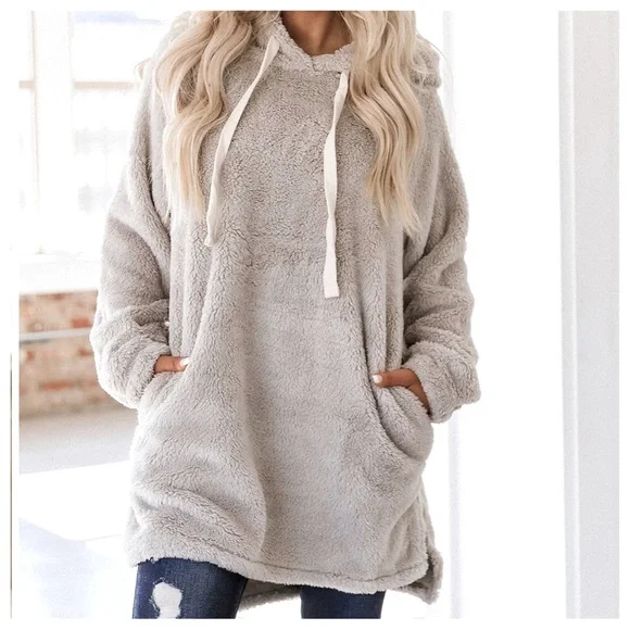 #17 ✨RESTOCKED✨Boho Comfy and Cozy Fuzzy Pull over hooded sweater with pockets - Picture 1 of 2